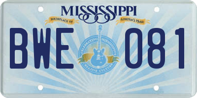 MS license plate BWE081