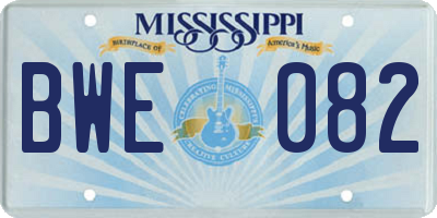 MS license plate BWE082