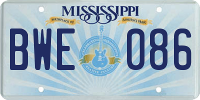 MS license plate BWE086
