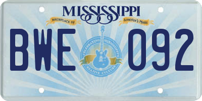 MS license plate BWE092