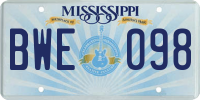 MS license plate BWE098
