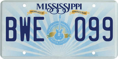 MS license plate BWE099