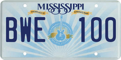 MS license plate BWE100