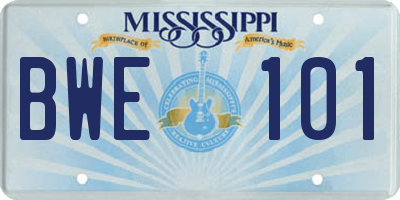 MS license plate BWE101