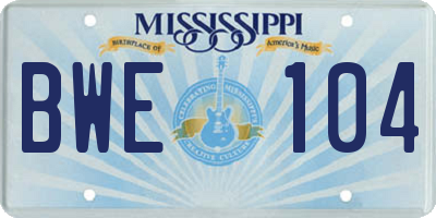 MS license plate BWE104