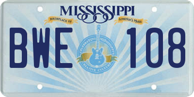 MS license plate BWE108