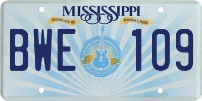 MS license plate BWE109