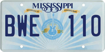 MS license plate BWE110