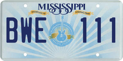 MS license plate BWE111