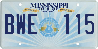 MS license plate BWE115
