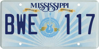 MS license plate BWE117