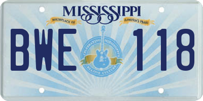 MS license plate BWE118