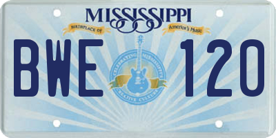 MS license plate BWE120