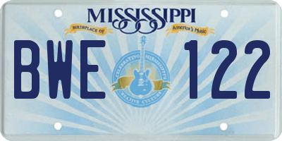 MS license plate BWE122