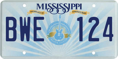 MS license plate BWE124