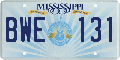 MS license plate BWE131