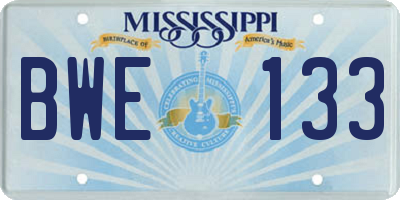 MS license plate BWE133