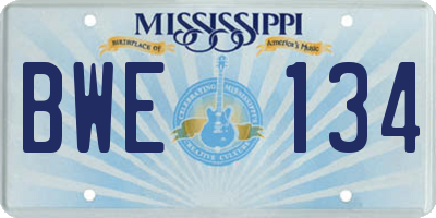 MS license plate BWE134