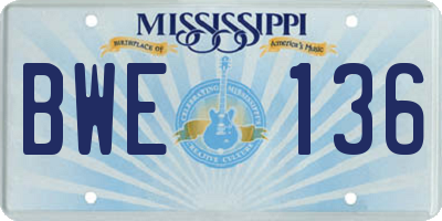 MS license plate BWE136