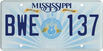 MS license plate BWE137