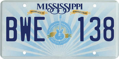 MS license plate BWE138
