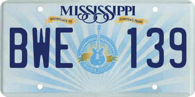 MS license plate BWE139