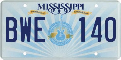 MS license plate BWE140