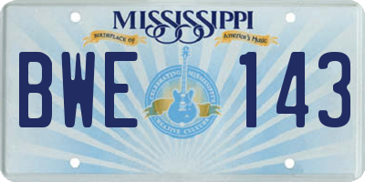 MS license plate BWE143