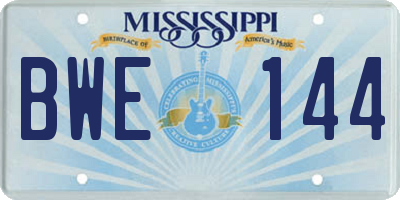MS license plate BWE144