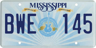 MS license plate BWE145