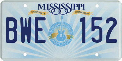 MS license plate BWE152