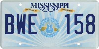 MS license plate BWE158