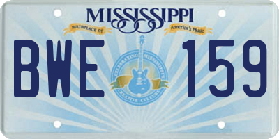 MS license plate BWE159
