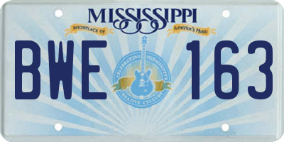 MS license plate BWE163