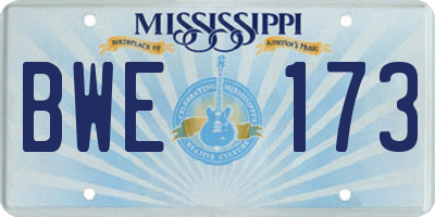 MS license plate BWE173
