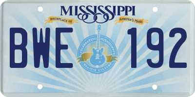 MS license plate BWE192