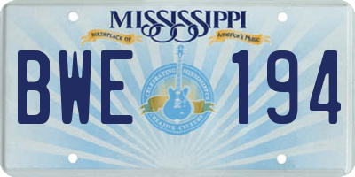 MS license plate BWE194