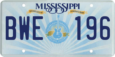 MS license plate BWE196