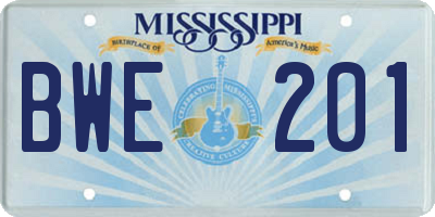 MS license plate BWE201
