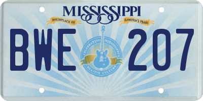 MS license plate BWE207