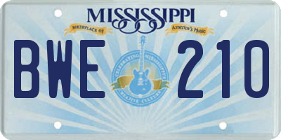 MS license plate BWE210