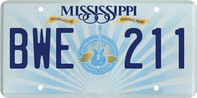 MS license plate BWE211