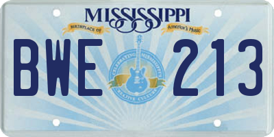 MS license plate BWE213