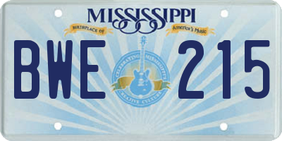 MS license plate BWE215