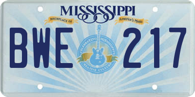 MS license plate BWE217