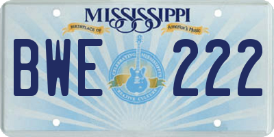 MS license plate BWE222