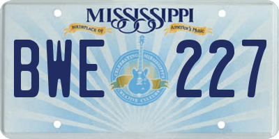 MS license plate BWE227