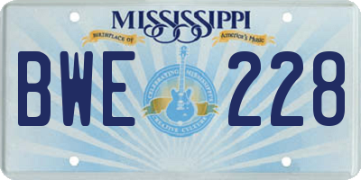 MS license plate BWE228