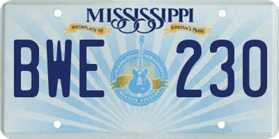 MS license plate BWE230