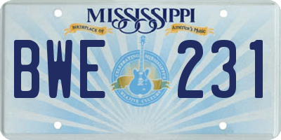 MS license plate BWE231